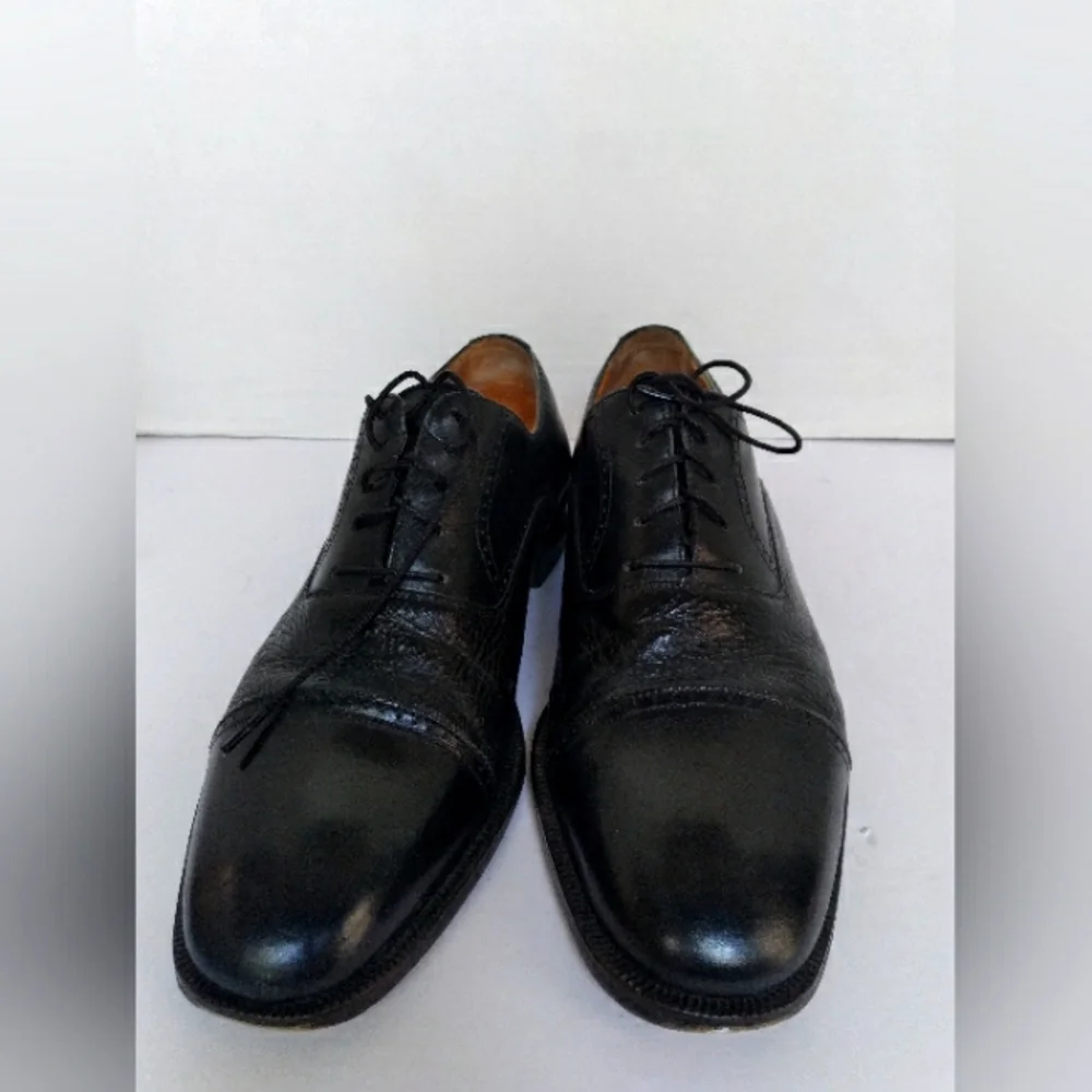 Classic Black Leather Oxford Dress Shoes Cap Toe Formal Business‎ Lace-Up